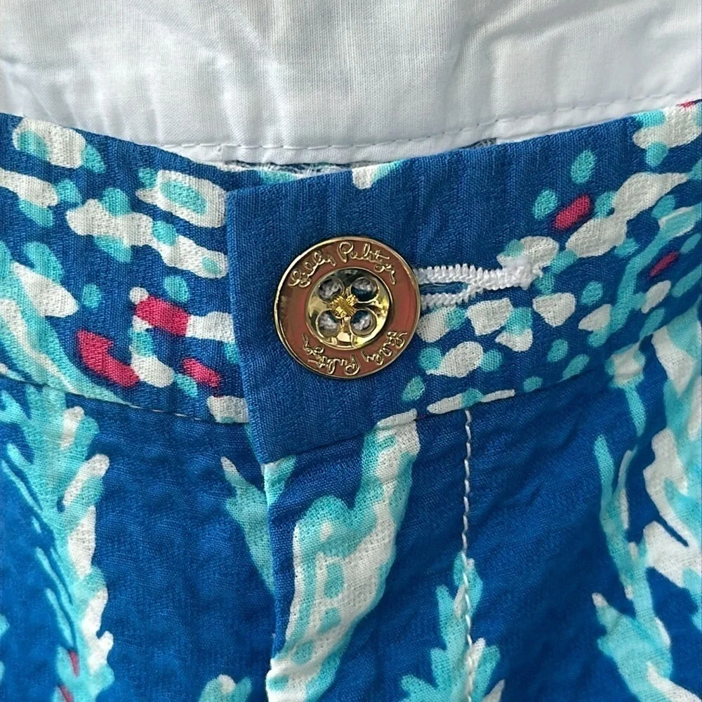 NWT Lilly Pulitzer Buttercup Shorts Brewster Blue Good Reef Scalloped Hem Size 2